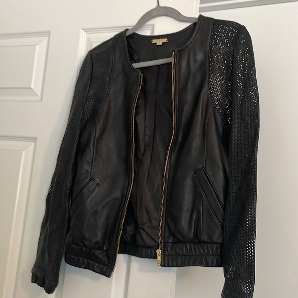 Loeffler Randall Leather Bomber Jacket OBO